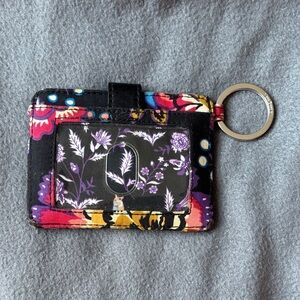 Vera Bradley Foxwood Snap Card Case Vibrant Floral Keychain Card Holder